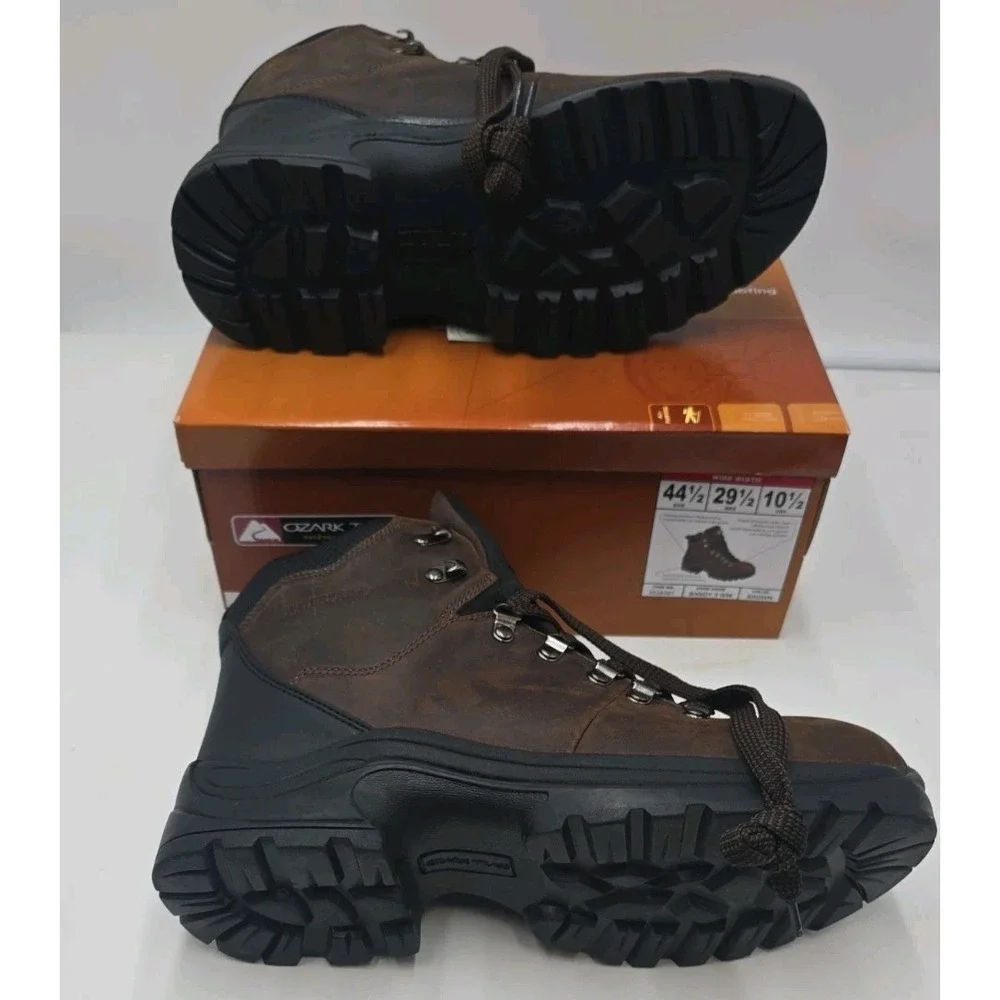 Ozark Trail Bandy Men's Hiking Boots 10.5W Dark Brown Leather Waterproof